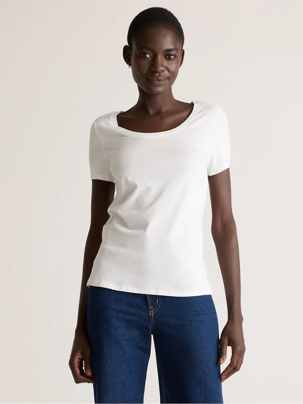 NWT Quince Cotton Modal Scoop Neck Tee White size Small
